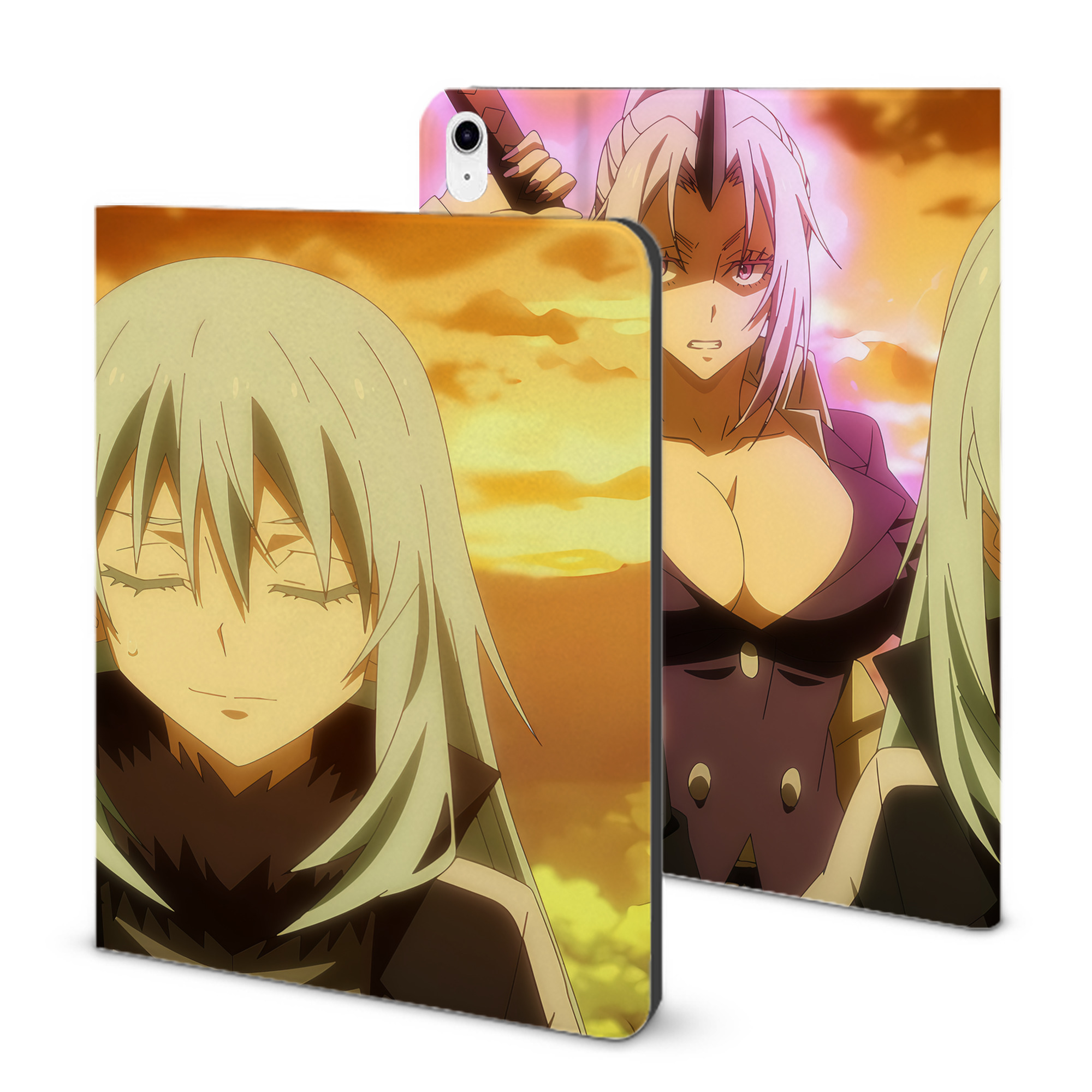 （画像用） 転スラ Regarding Reincarnated to Slime IPad ケース ブック型 PUレザー TPU 耐衝撃 軽量 薄型 ペン収納なし 全面保護 IPad 各モデル対応